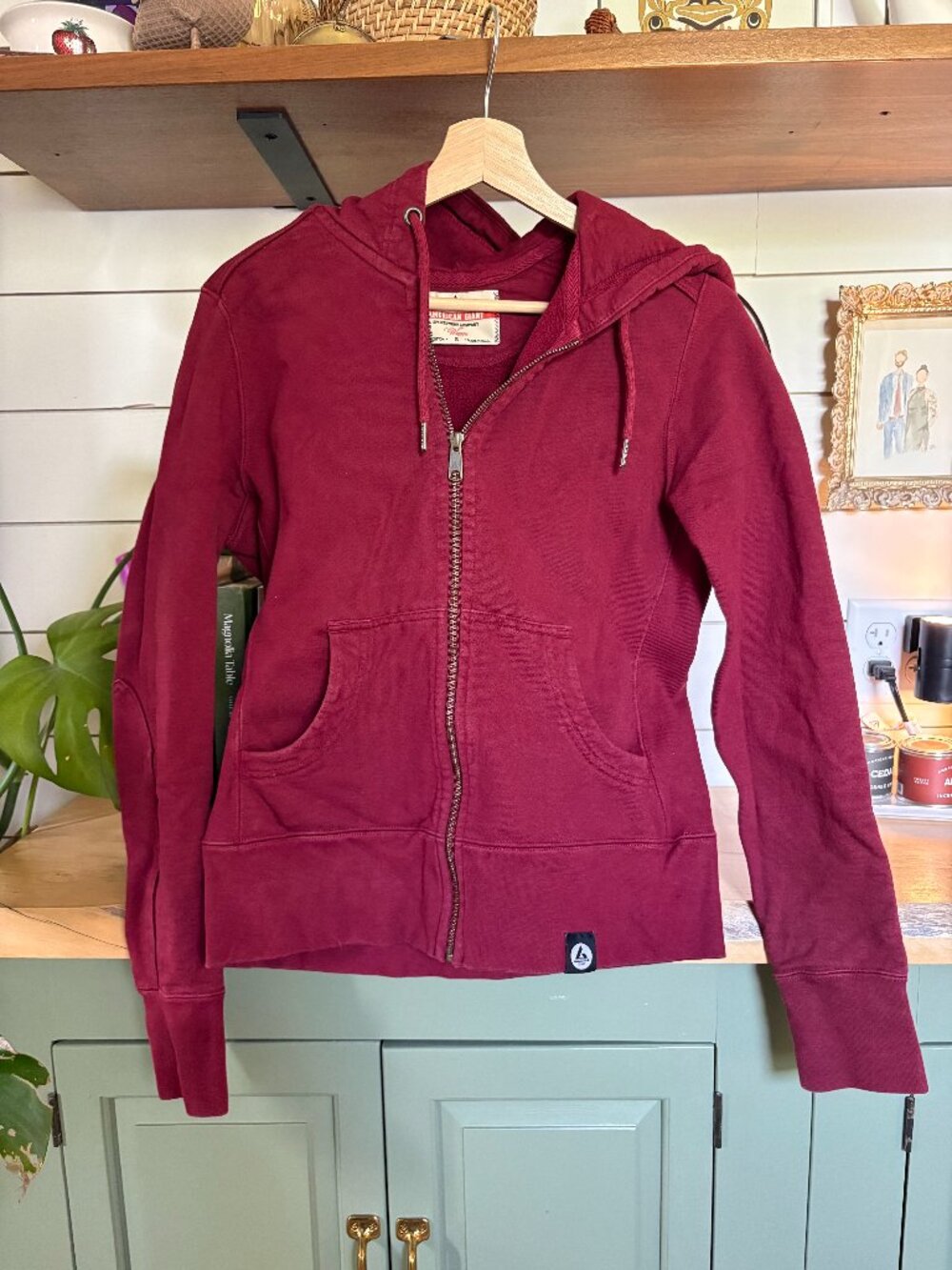 American Giant Classic Full Zip Hoodie – Burgundy Red – Women’s Small – Made in